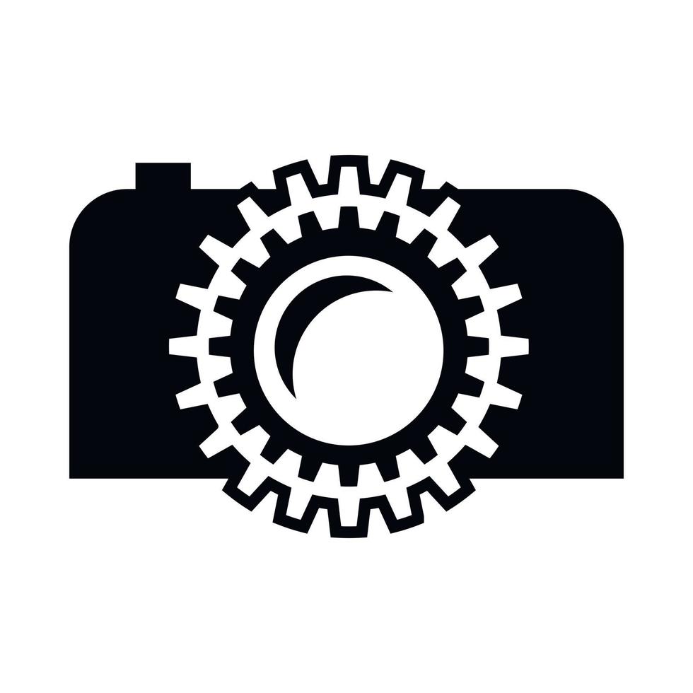 Black camera icon, simple style vector