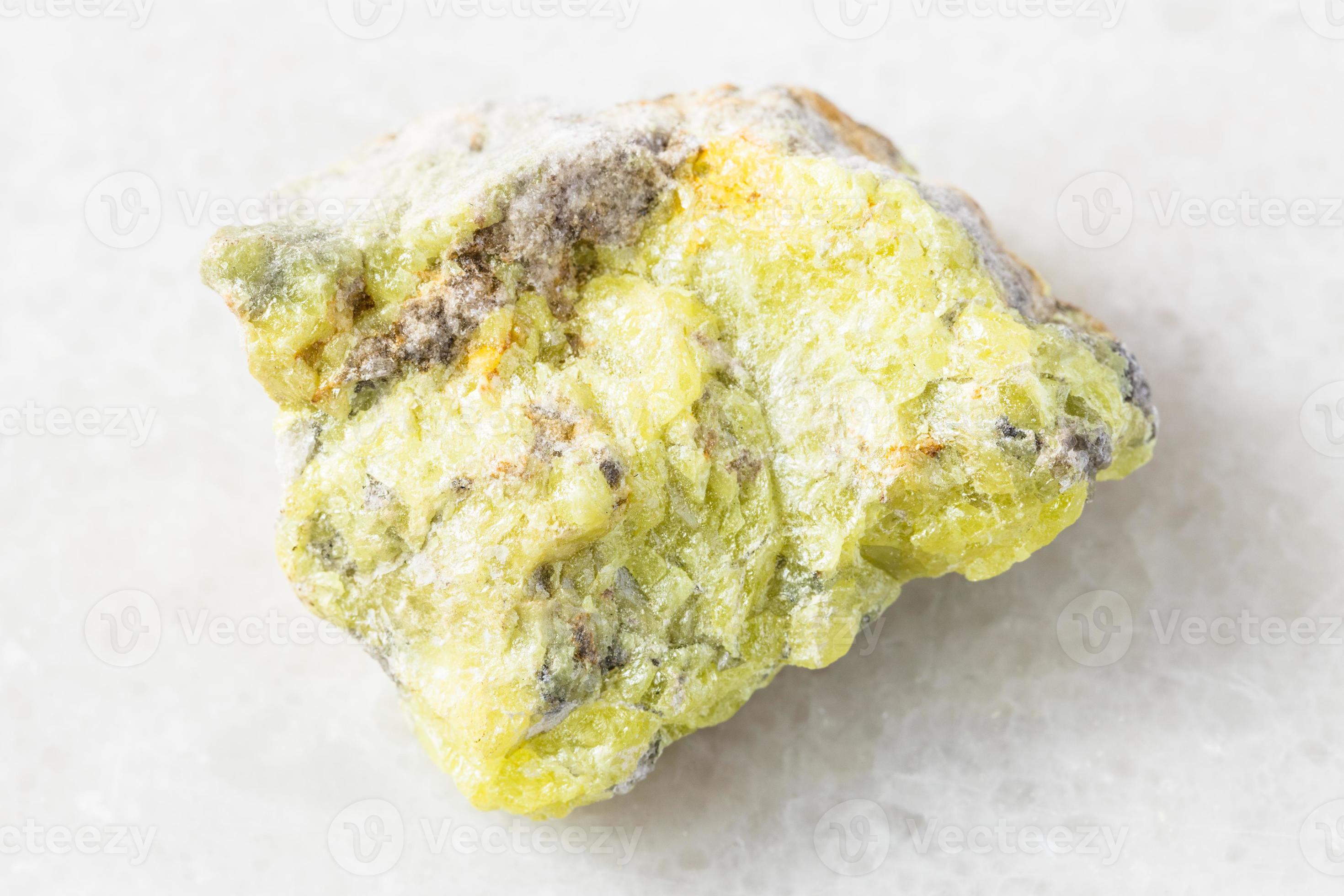rough native Sulphur Sulfur rock on white marble 14611192 Stock Photo