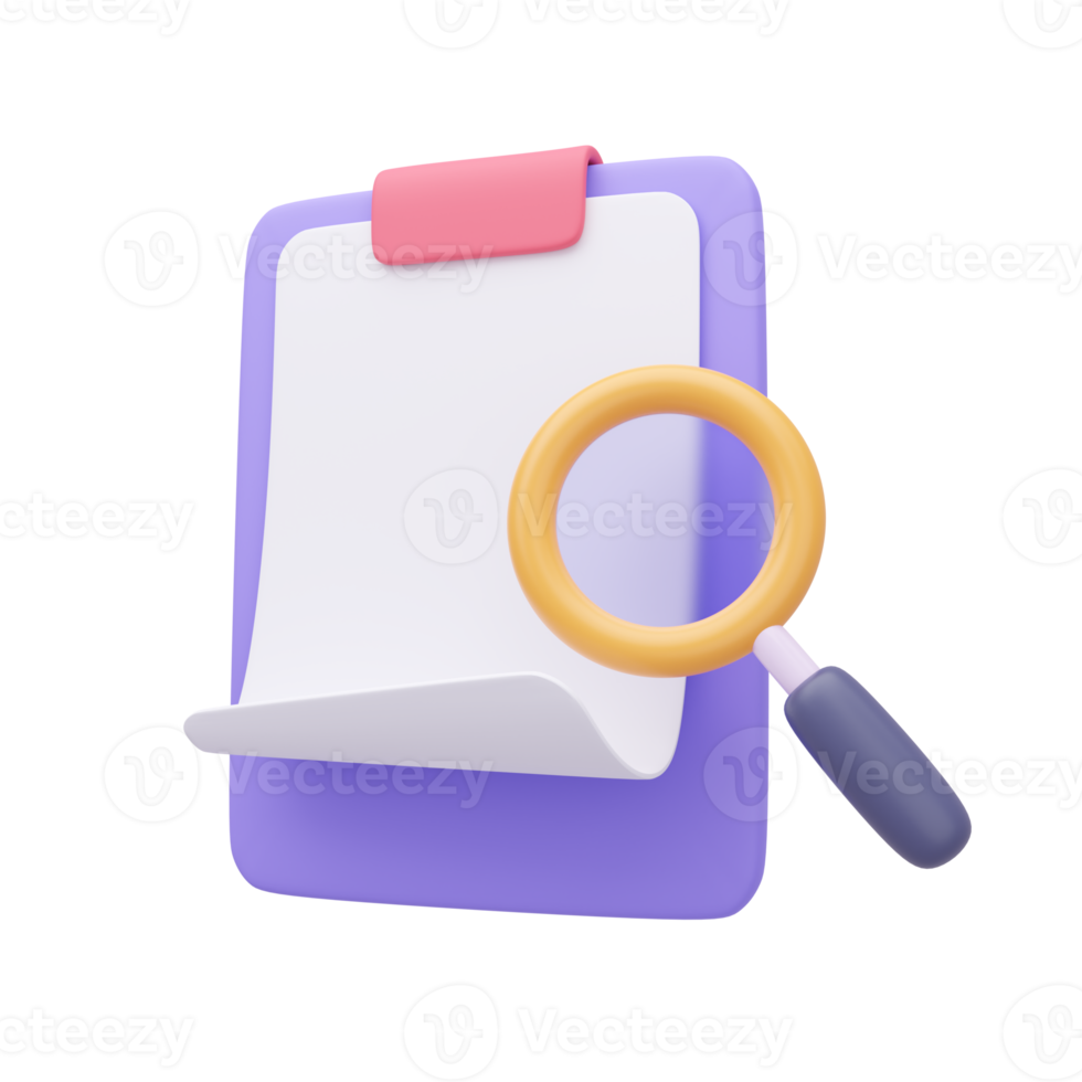3D report paper clipboard. Note paper for checklist notes. 3D illustration. png