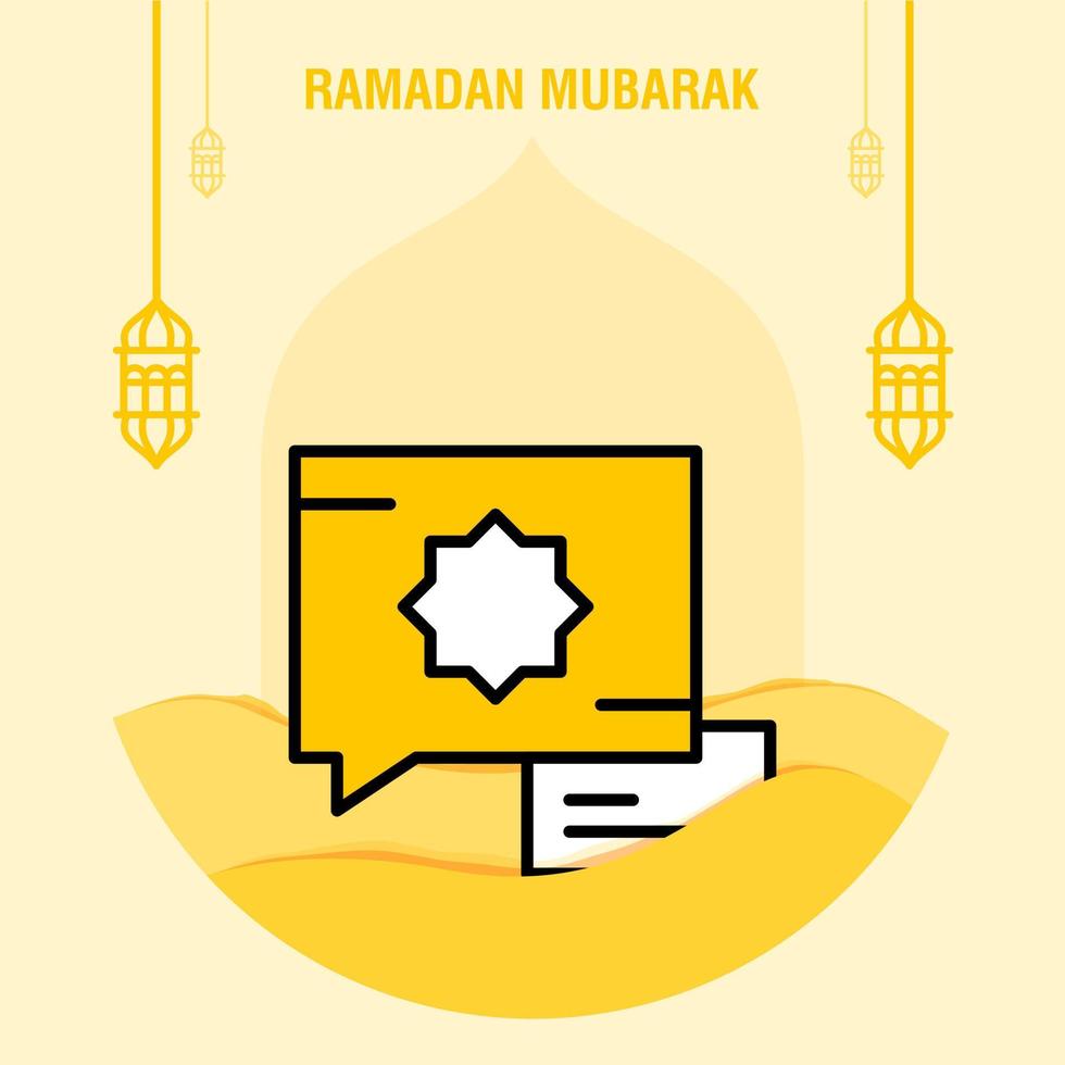 Ramadan kareem greeting template islamic crescent and arabic lantern vector illustration