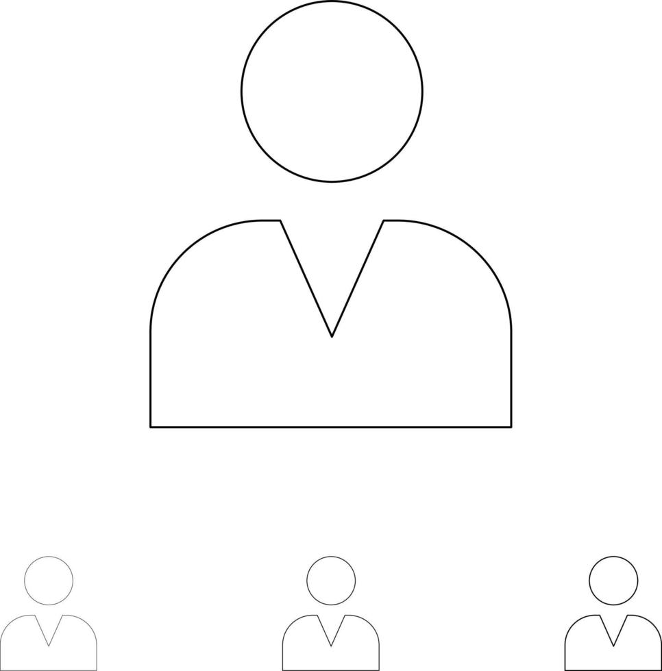 Administrator Man User Bold and thin black line icon set vector