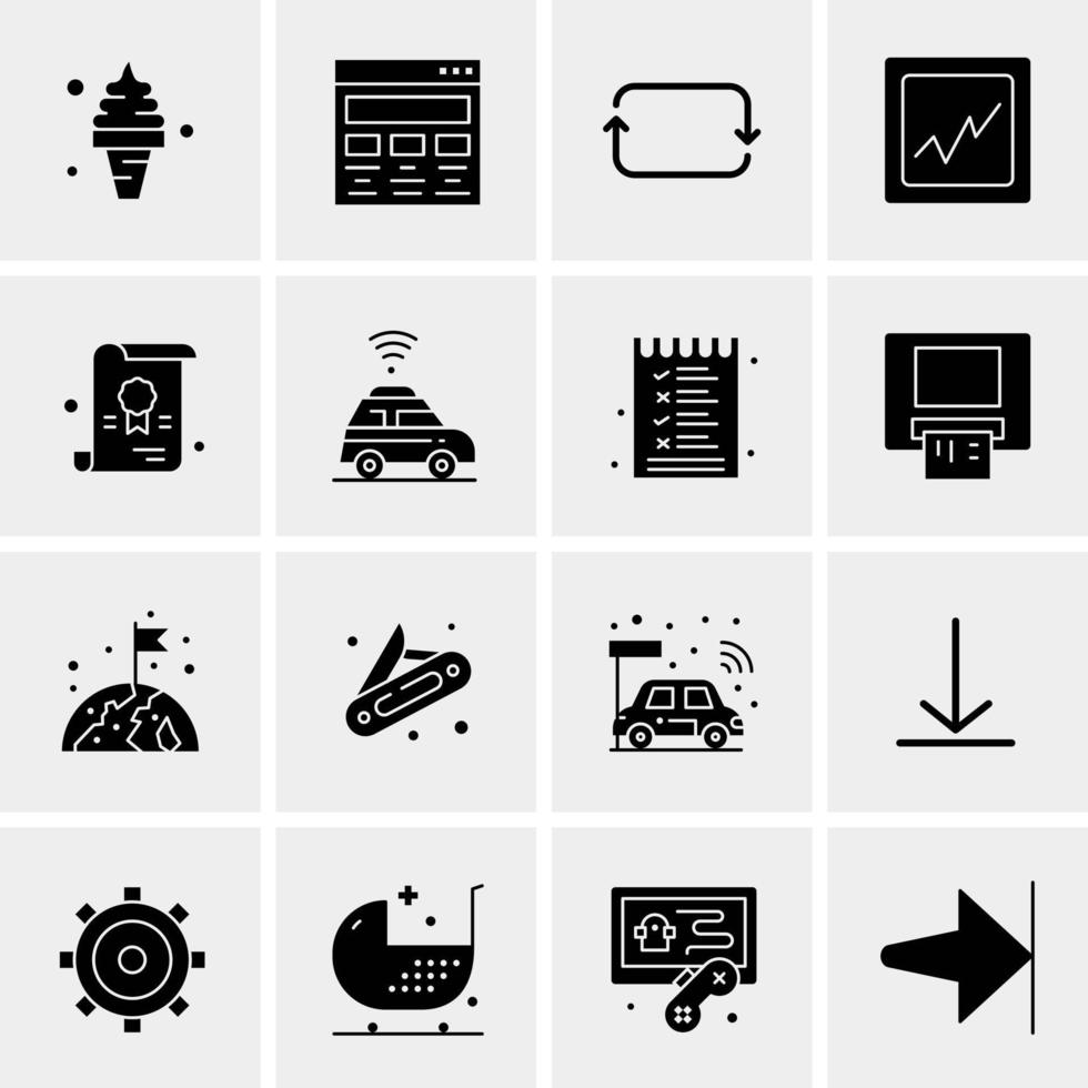 16 iconos de negocios universales vector ilustración de icono creativo para usar en proyectos relacionados con la web y dispositivos móviles