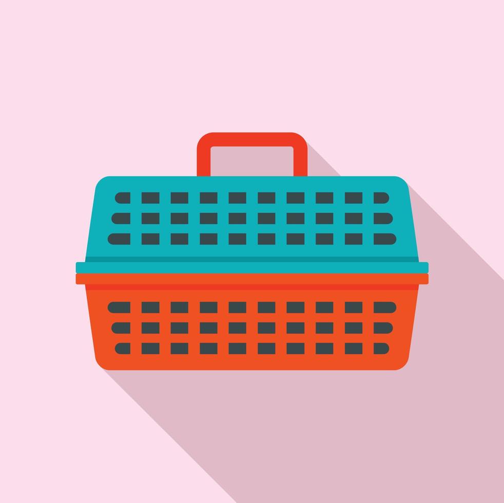 Cat travel basket icon, flat style vector