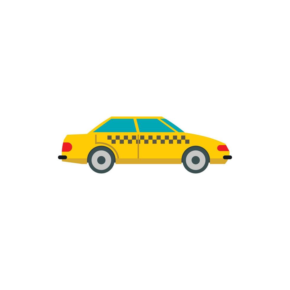 Yellow taxi car icon, flat style vector