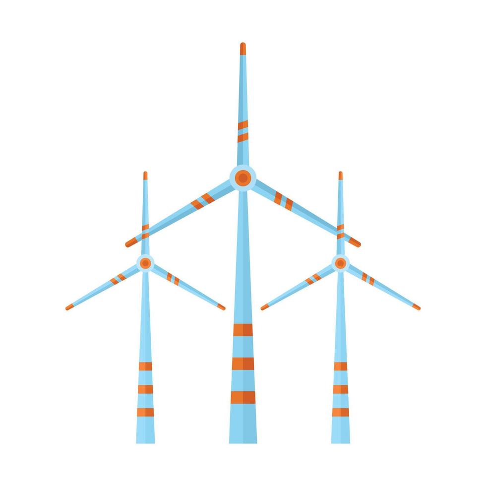 Eco energy wind turbine icon, flat style vector