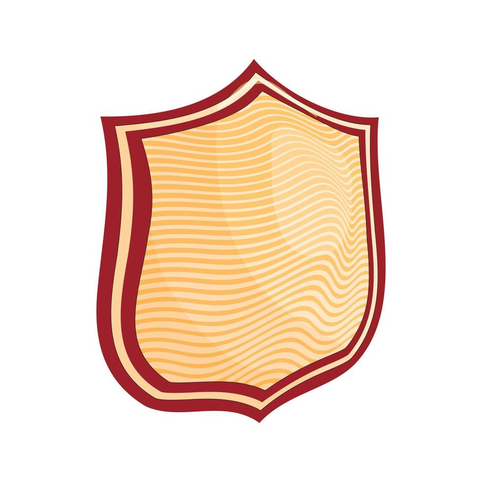 Striped shield icon, cartoon style vector