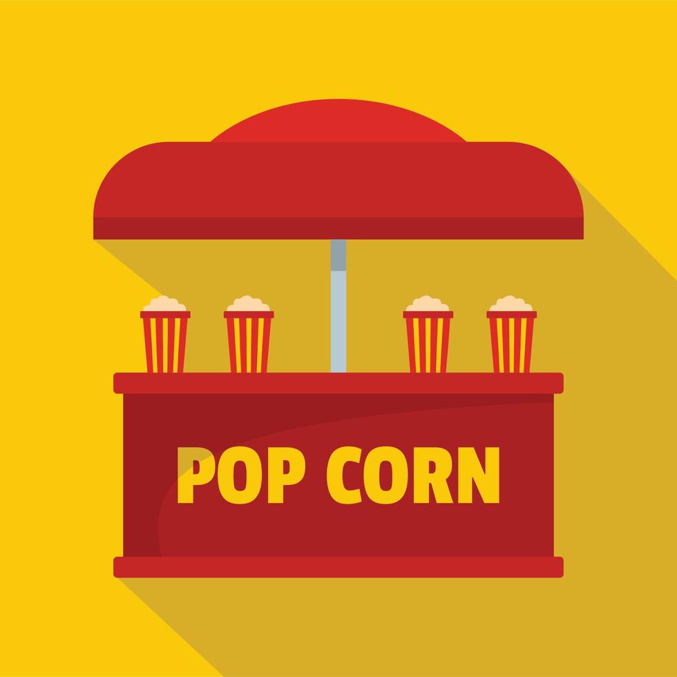 Pop corn selling icon, flat style. vector