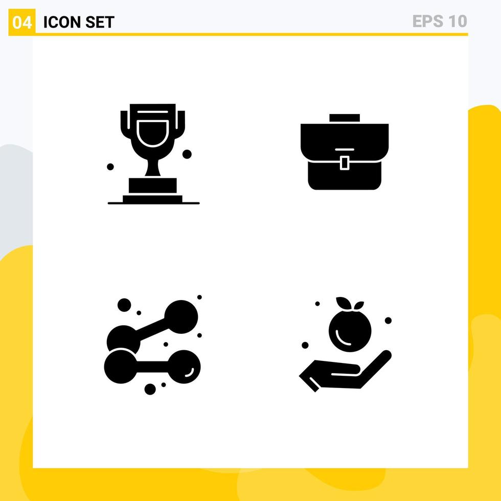 4 Thematic Vector Solid Glyphs and Editable Symbols of award exercise canada suitcase weightlifting Editable Vector Design Elements
