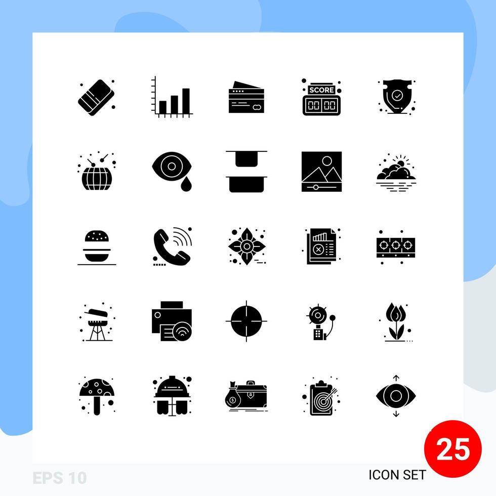 User Interface Pack of 25 Basic Solid Glyphs of digital shopping creditcard money credit Editable Vector Design Elements