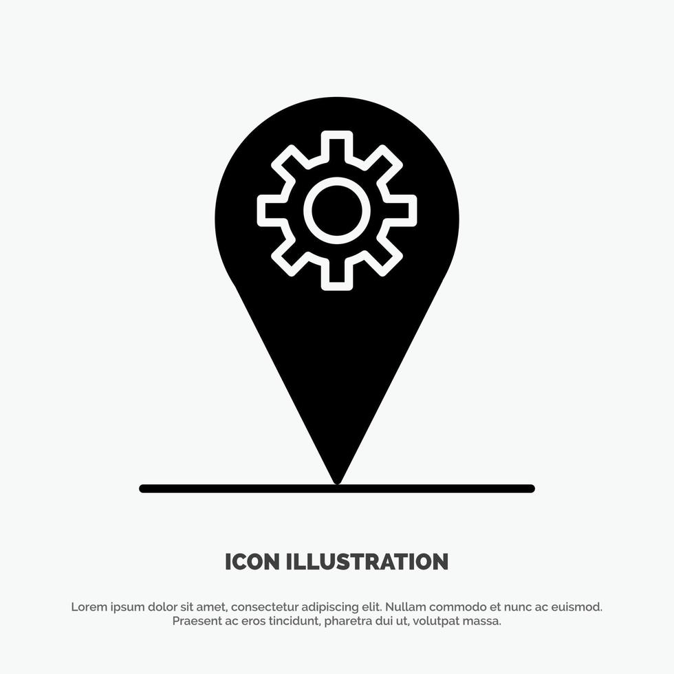 Business Location Map Gear solid Glyph Icon vector