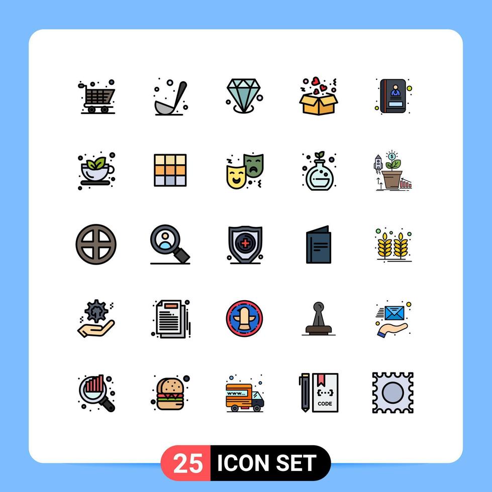 25 iconos creativos signos y símbolos modernos de comunicación dirección entrega de amor de piedras preciosas elementos de diseño vectorial editables vector