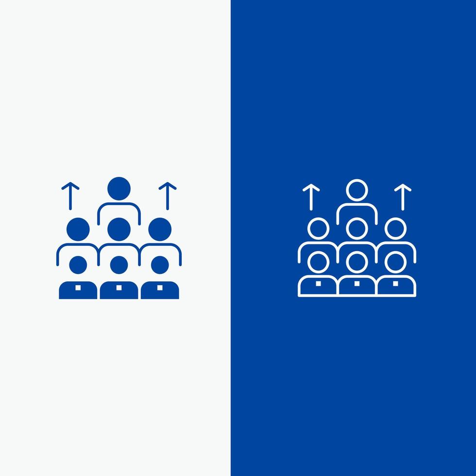 Workforce Business Human Leadership Management Organization Resources Teamwork Line and Glyph Solid icon Blue banner Line and Glyph Solid icon Blue banner vector