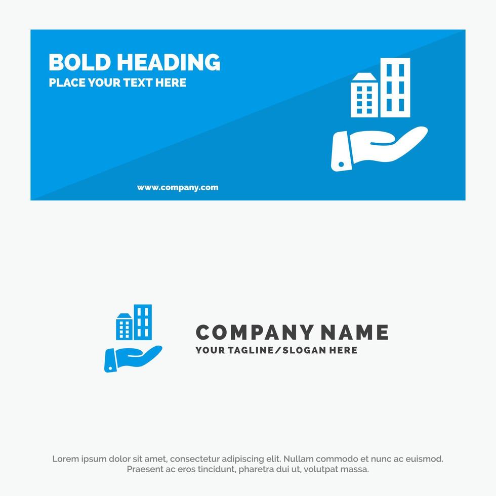 Architecture Business Modern Sustainable SOlid Icon Website Banner and Business Logo Template vector