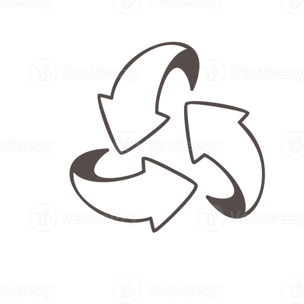 concepto de reciclaje de flecha de remolino triangular dibujado a mano png