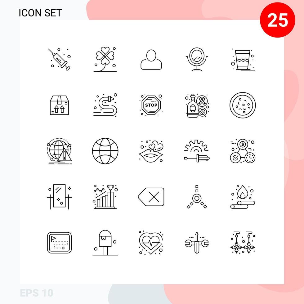 25 Thematic Vector Lines and Editable Symbols of box india administrator glass fashion Editable Vector Design Elements