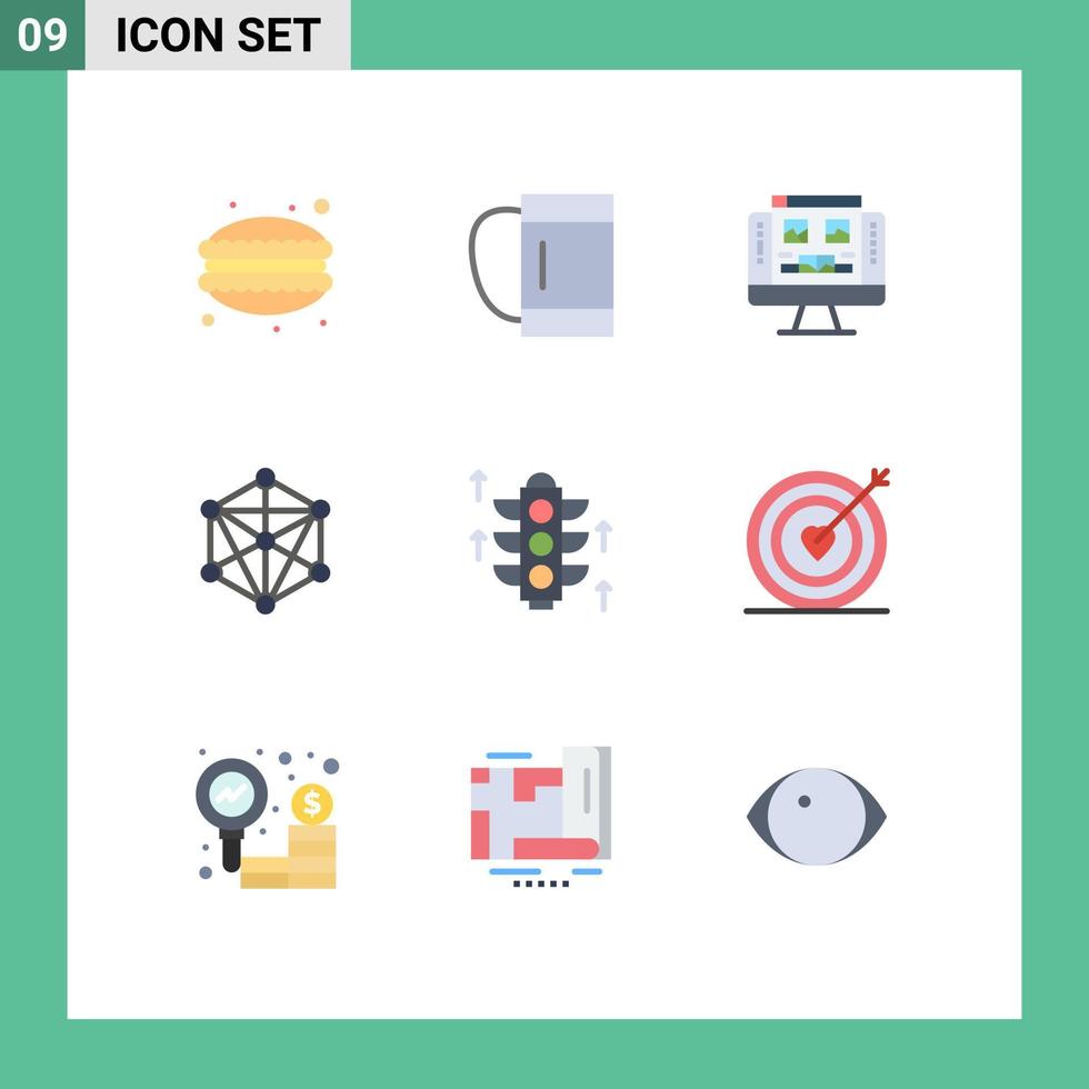 Pack of 9 Modern Flat Colors Signs and Symbols for Web Print Media such as server rood computer machine language Editable Vector Design Elements