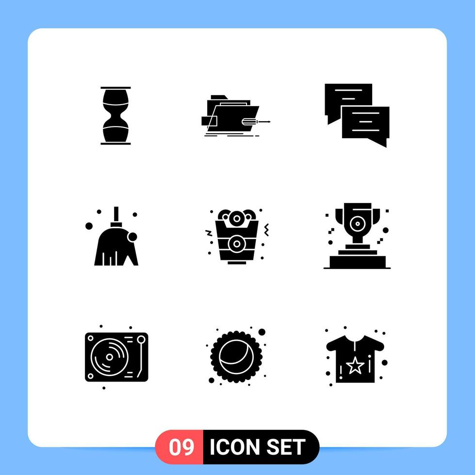 9 Solid Glyph concept for Websites Mobile and Apps sweep clean skrewdriver broom education Editable Vector Design Elements