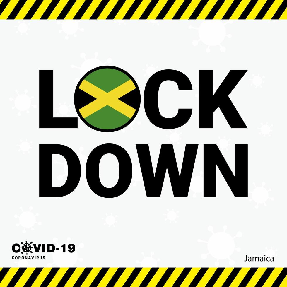 Coronavirus Jamaica Lock DOwn Typography with country flag Coronavirus pandemic Lock Down Design vector