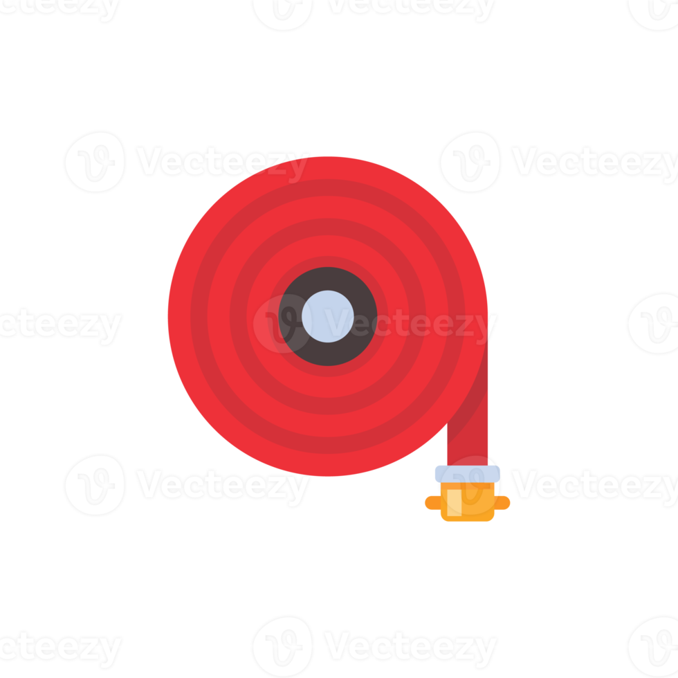 Fire hose. The red rubber hose is used to extinguish the fire. png
