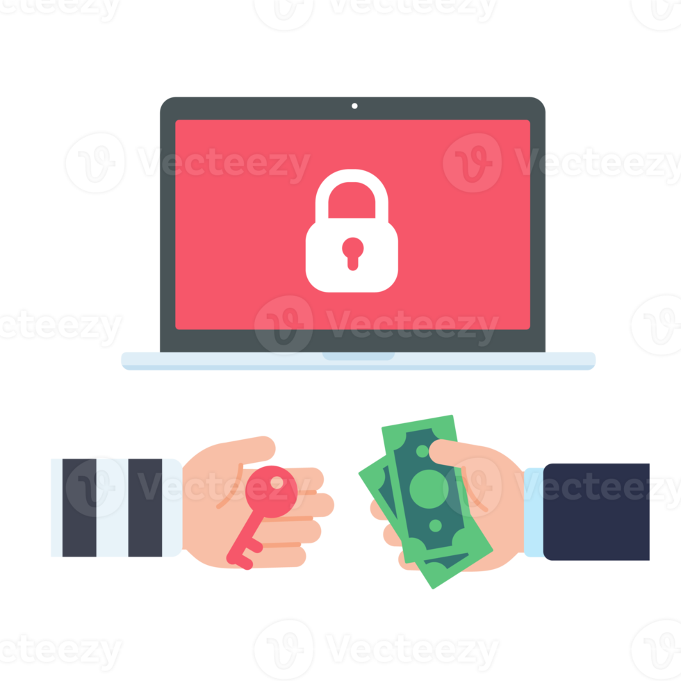 computadora con pantalla roja. el concepto de infección por virus informático de rescate por correo electrónico png