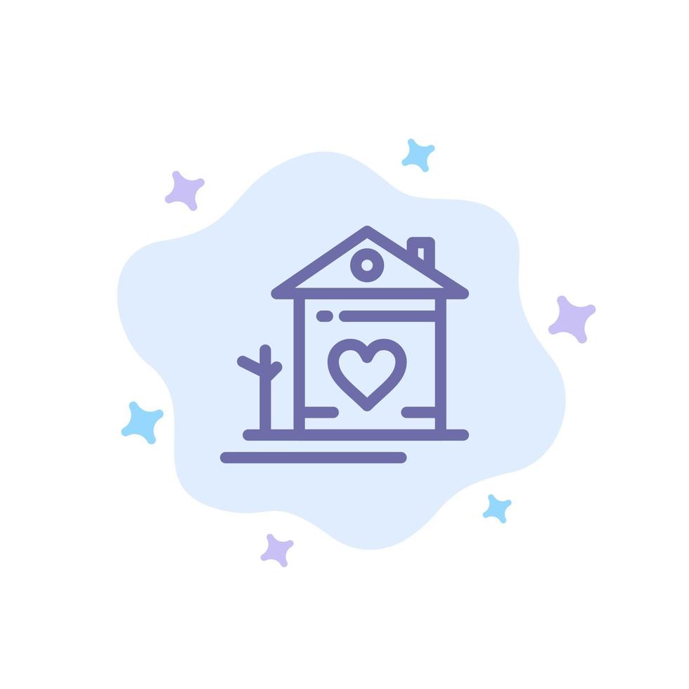 Home House Family Couple Hut Blue Icon on Abstract Cloud Background vector