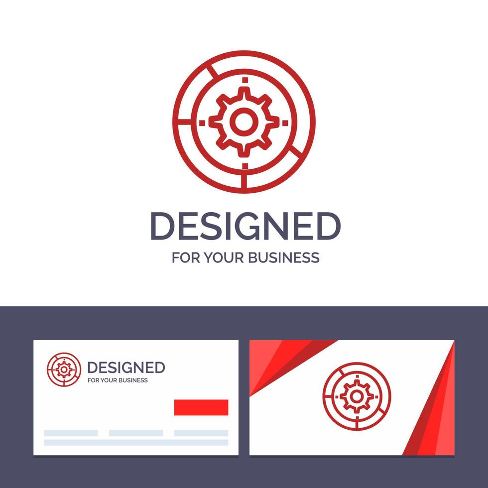 tarjeta de visita creativa y plantilla de logotipo configuración de engranaje configuración motor proceso vector ilustración