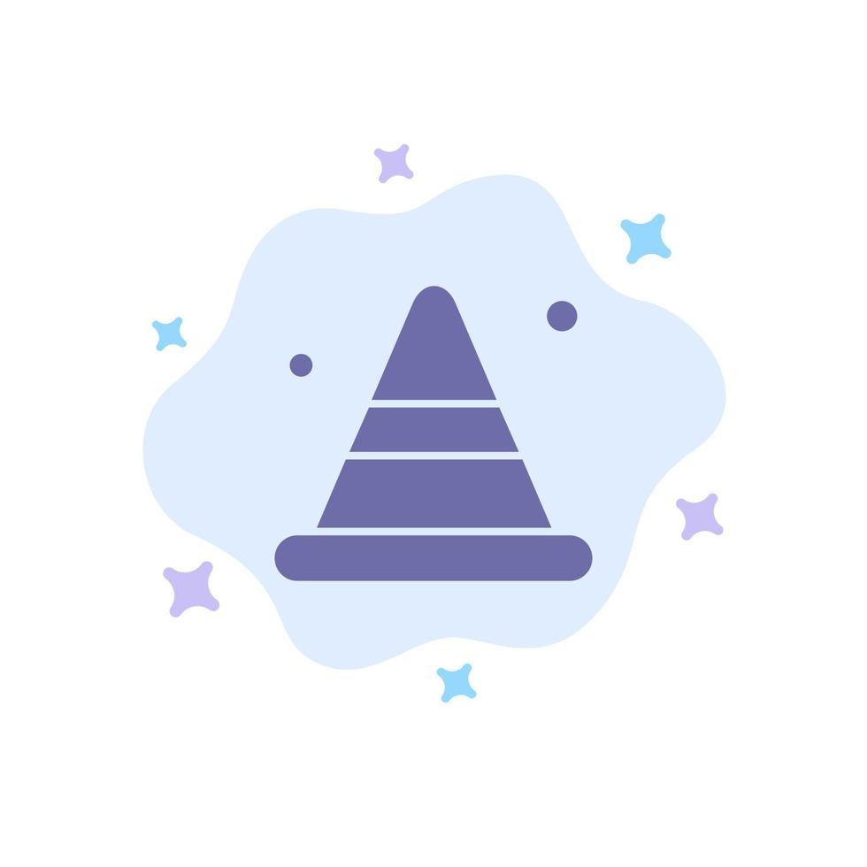 Alert Cone Construction Road Blue Icon on Abstract Cloud Background vector