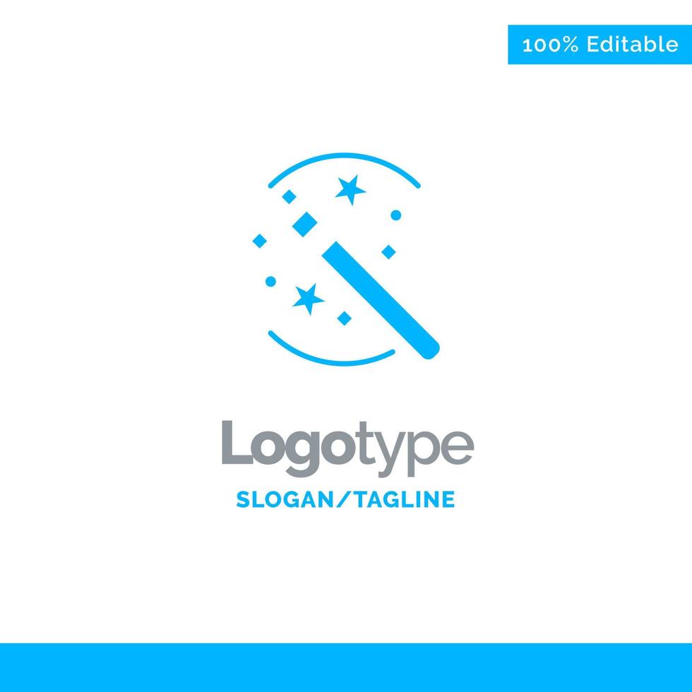 Tricks Solution Magic Stick Blue Business Logo Template vector