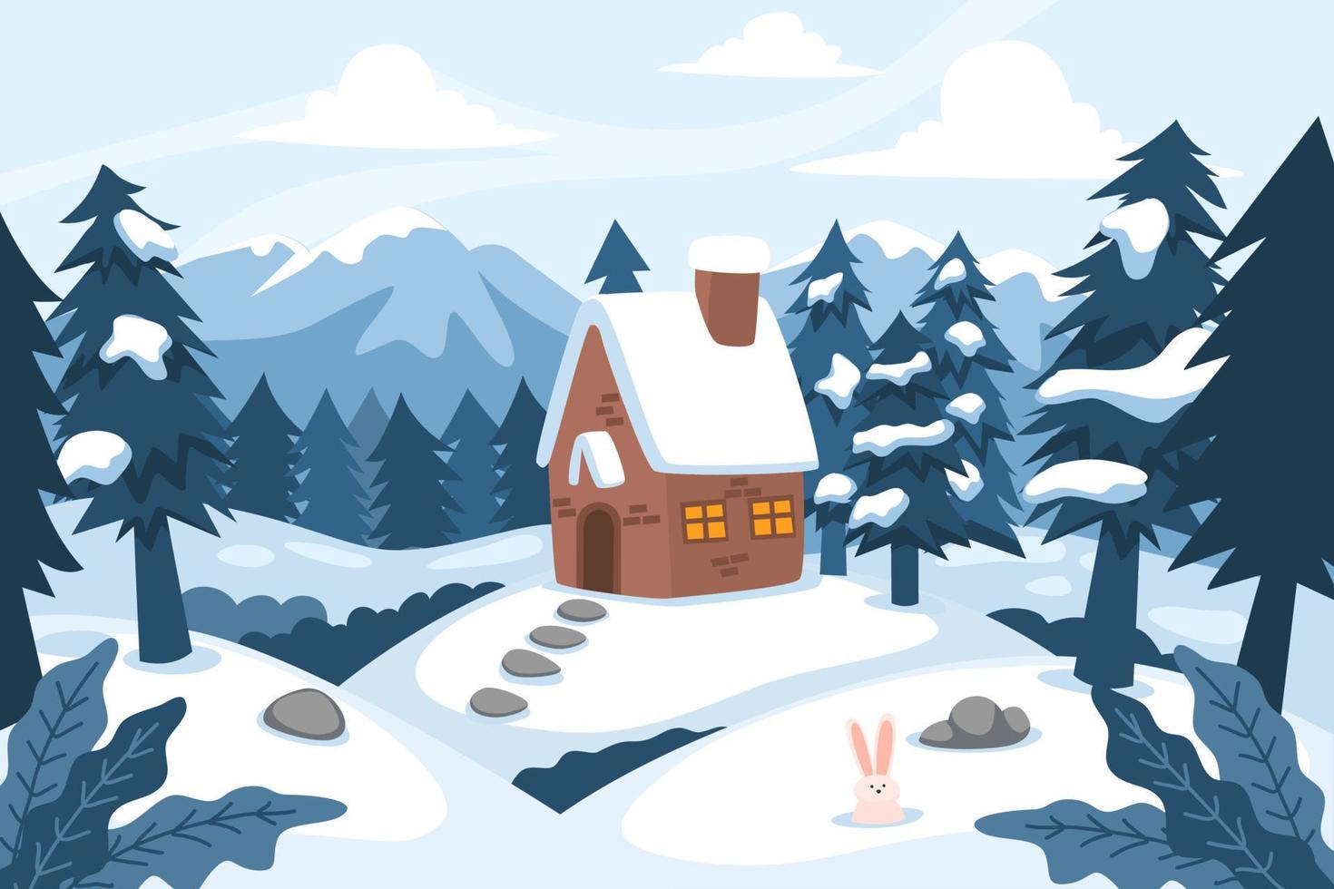 Nature Winter Landscape Scenery Background vector