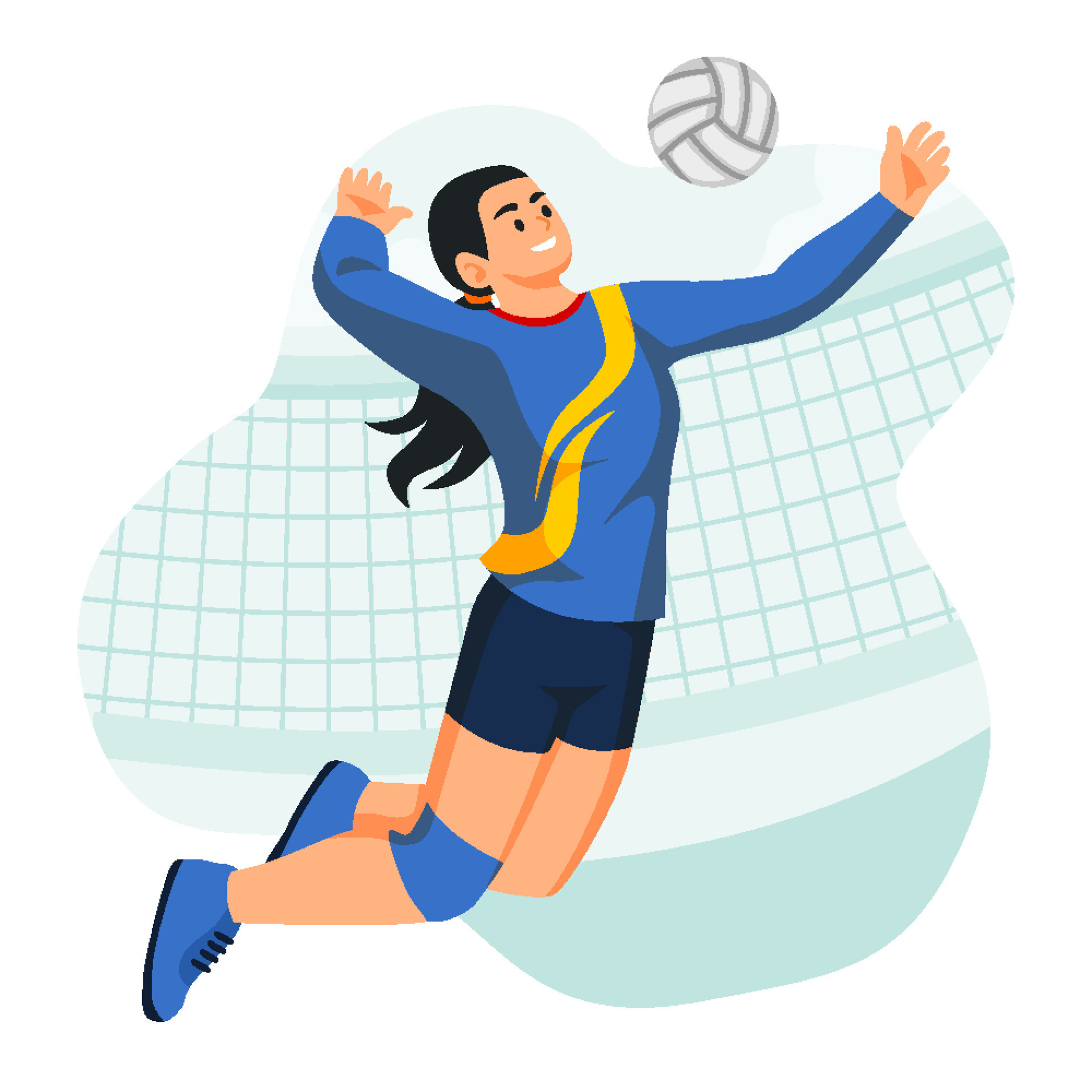 Girl Spiking Volleyball Clipart Vector