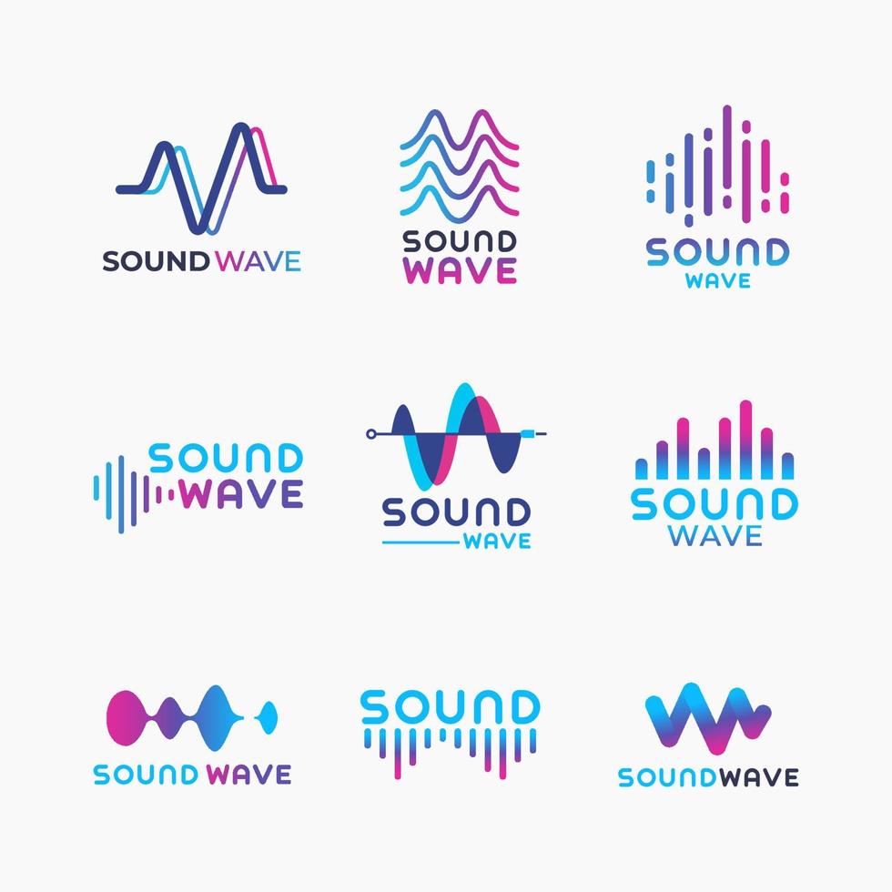 conjunto de logotipo de onda de sonido vector