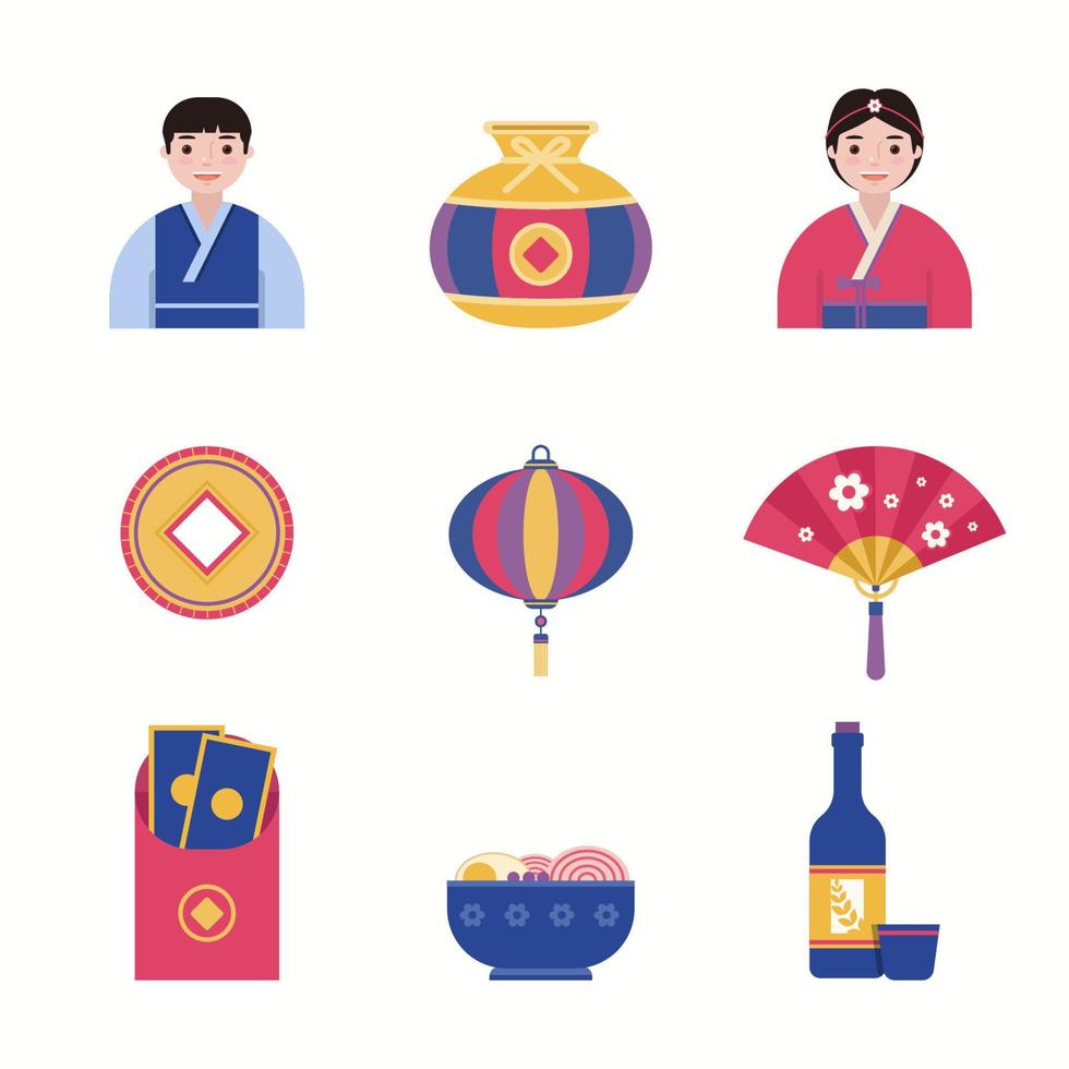 Korean New Year Icon Set vector
