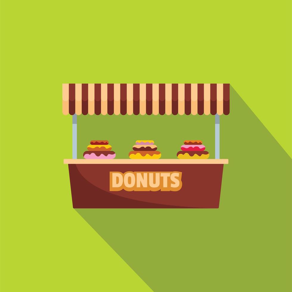 Donuts selling icon, flat style. vector