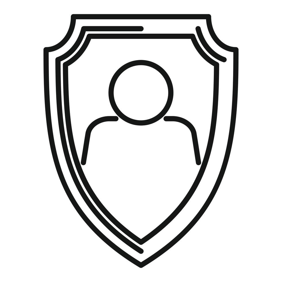 Personal guard shield icon, outline style vector