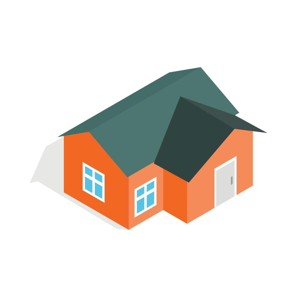 Orange house icon, isometric 3d style vector