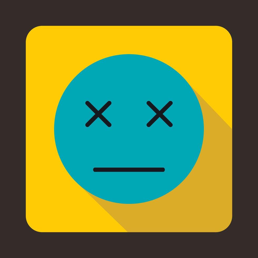 Dead emoticon icon, flat style vector