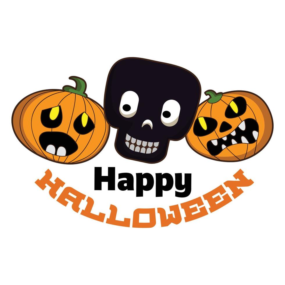 Happy halloween logo, cartoon style vector