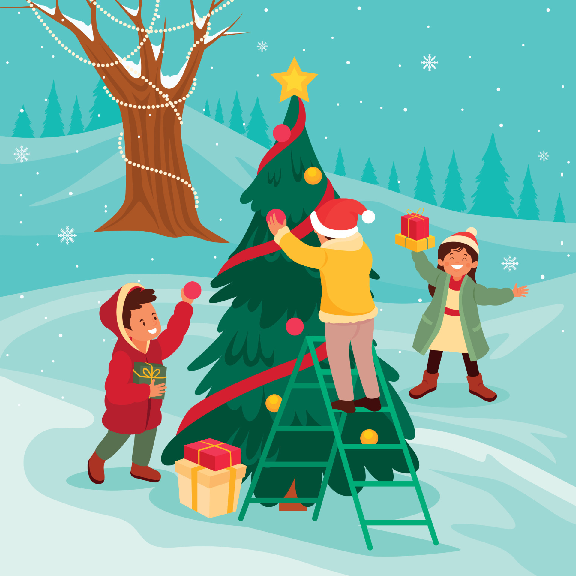 Preparing For A Christmas Party 14612855 Vector Art At Vecteezy Preparing For A Christmas Party 14612855 Vector Art At Vecteezy