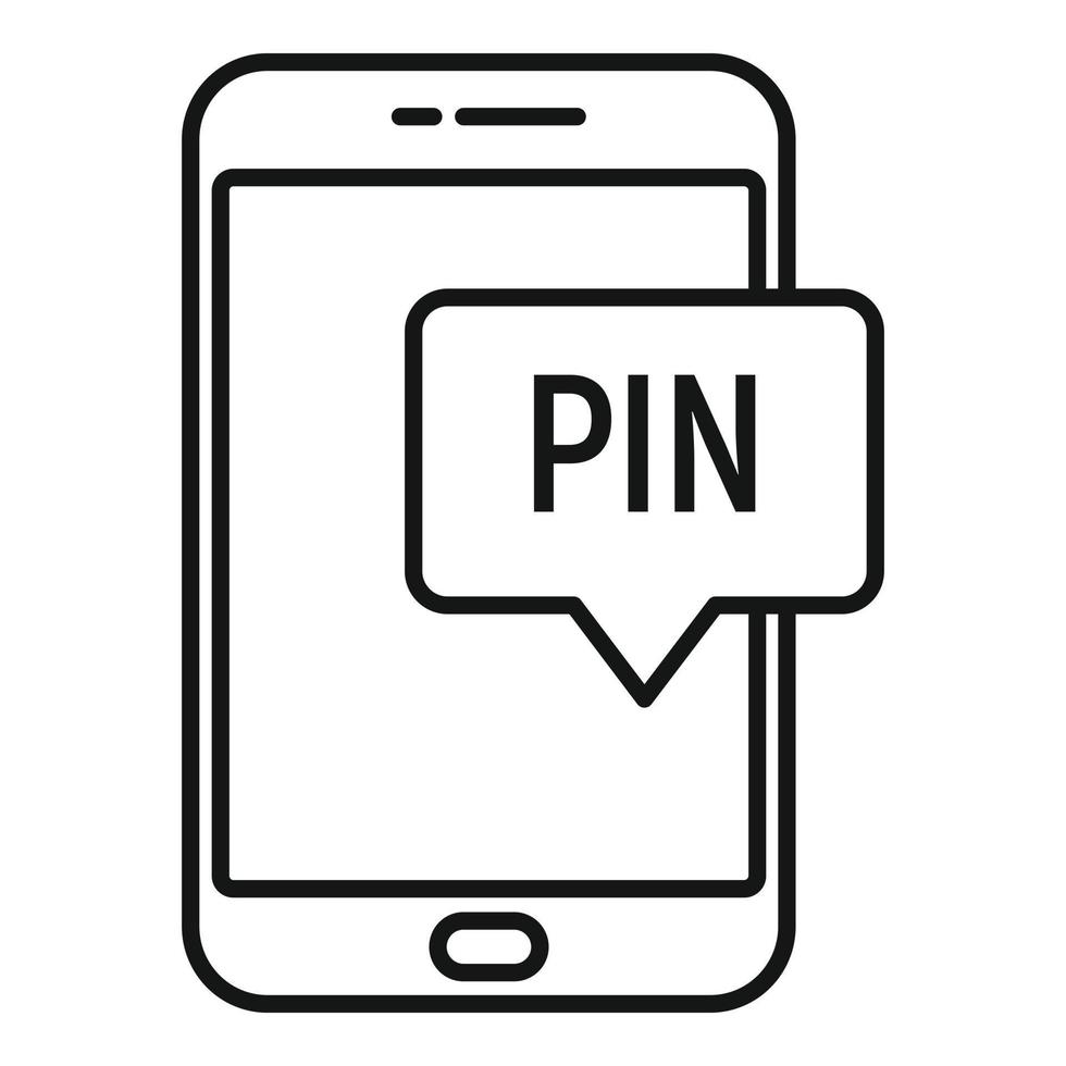 Smartphone pin code banking icon, outline style vector