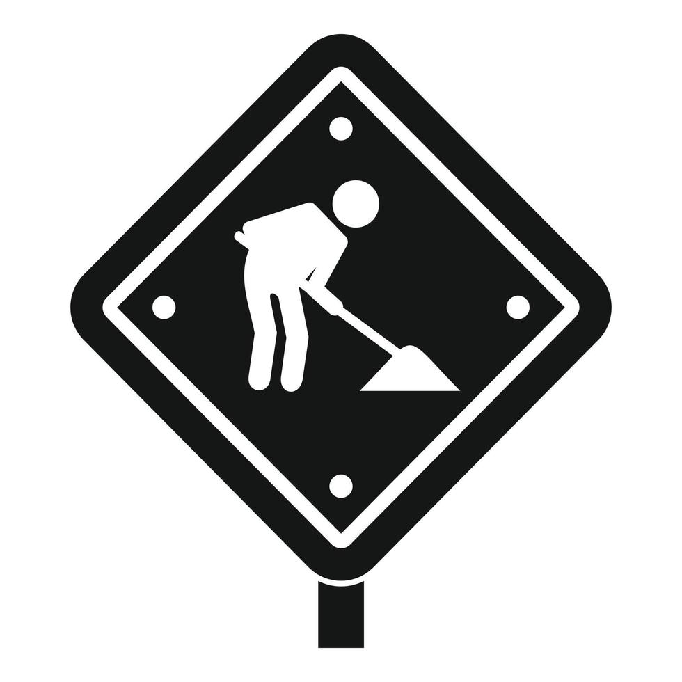 Road repair sign icon, simple style vector