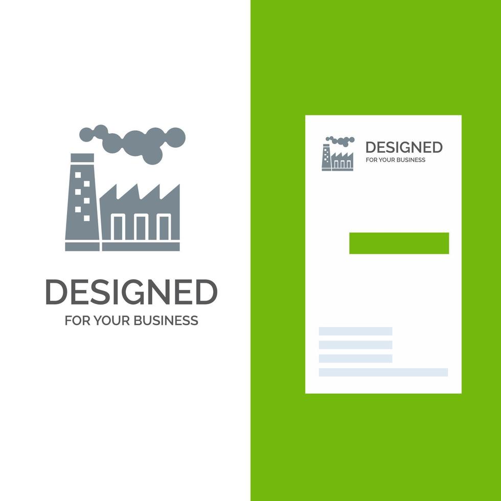 Factory Pollution Production Smoke Grey Logo Design and Business Card Template vector