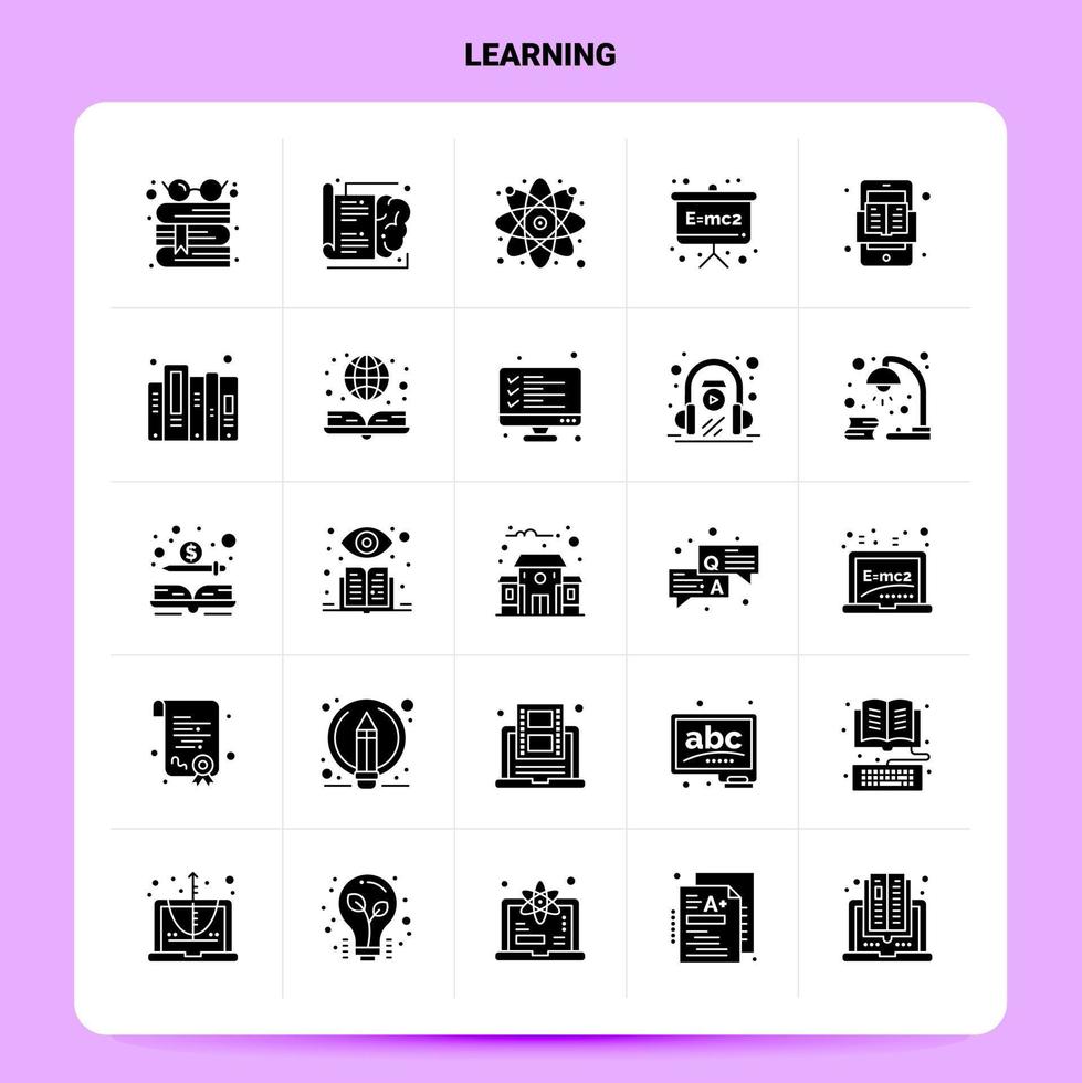 Solid 25 Learning Icon set Vector Glyph Style Design Black Icons Set Web and Mobile Business ideas design Vector Illustration