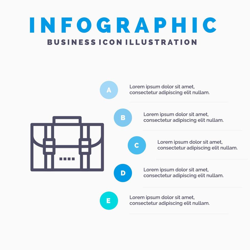 Backpack Bag Travel Office Line icon with 5 steps presentation infographics Background vector