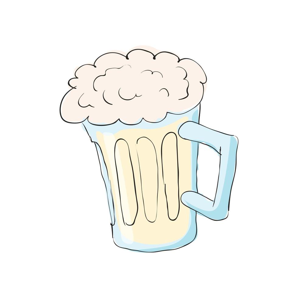 Taza con icono de cerveza, estilo de dibujos animados vector