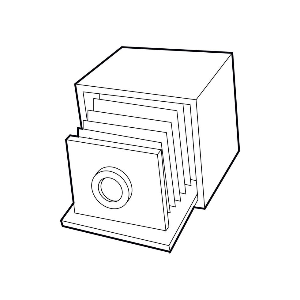Retro camera icon, outline style vector