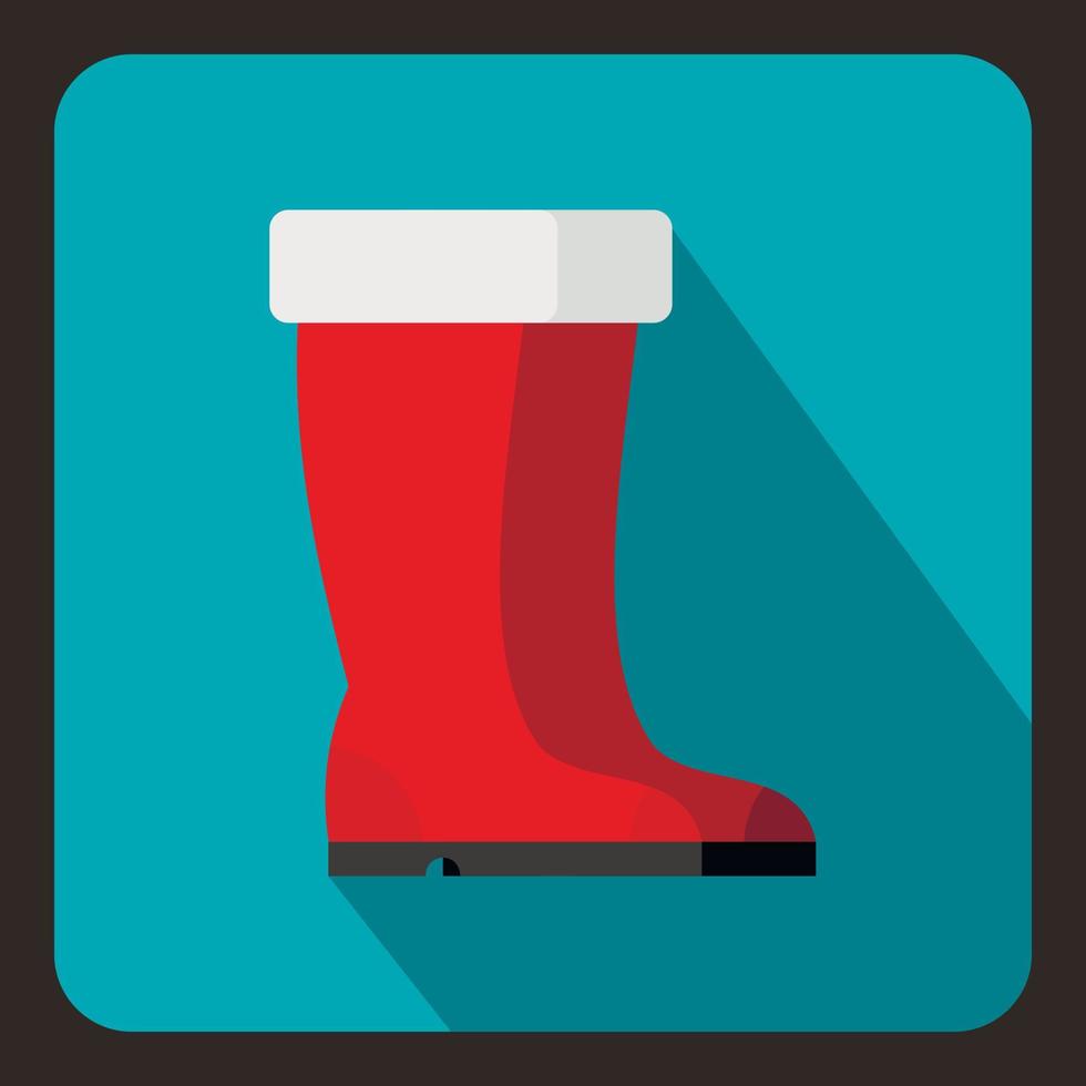 Red rubber boots icon, flat style vector