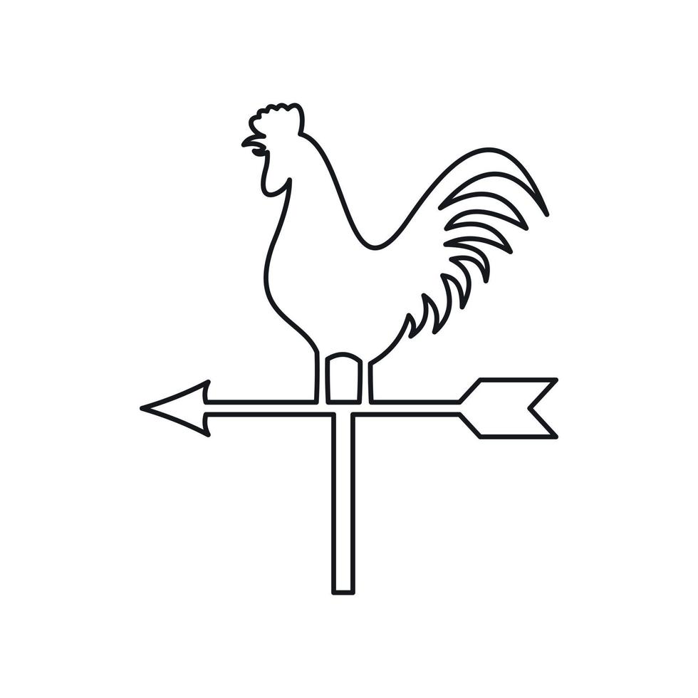 Weather vane with cock icon, outline style vector