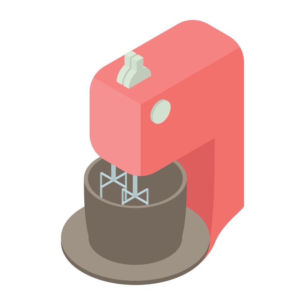 Kitchen mixer with bowl icon, cartoon style vector