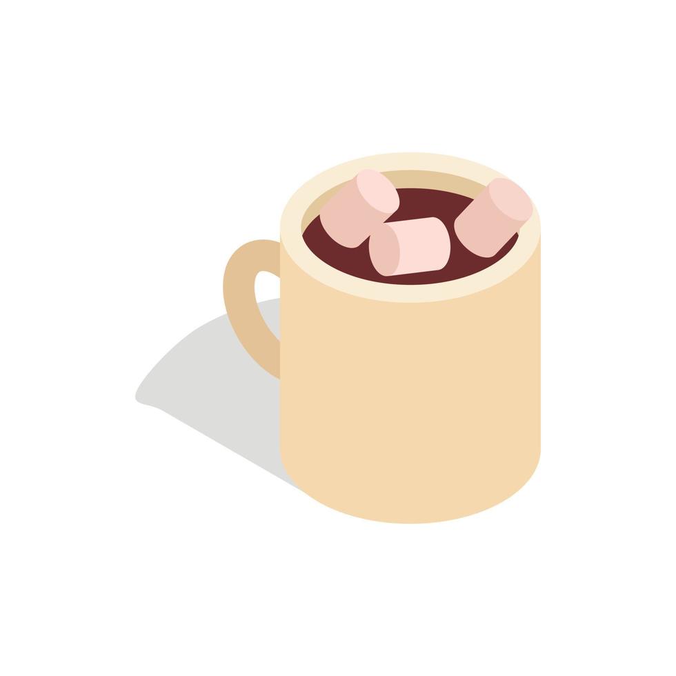 Hot chocolate with marshmallows in cup icon vector