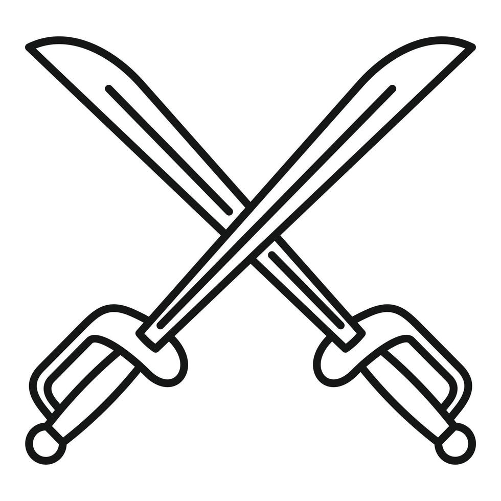 icono de espada cruzada guerrera, estilo de esquema vector